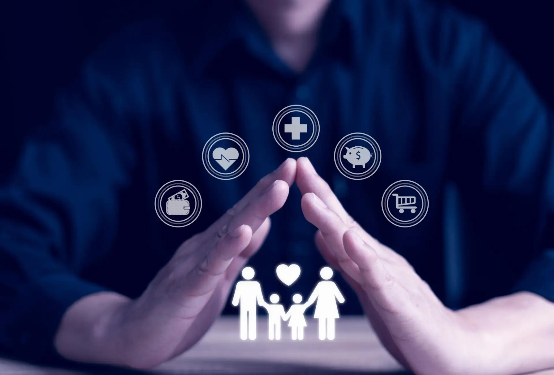 Final Expenses concept - hands covering family