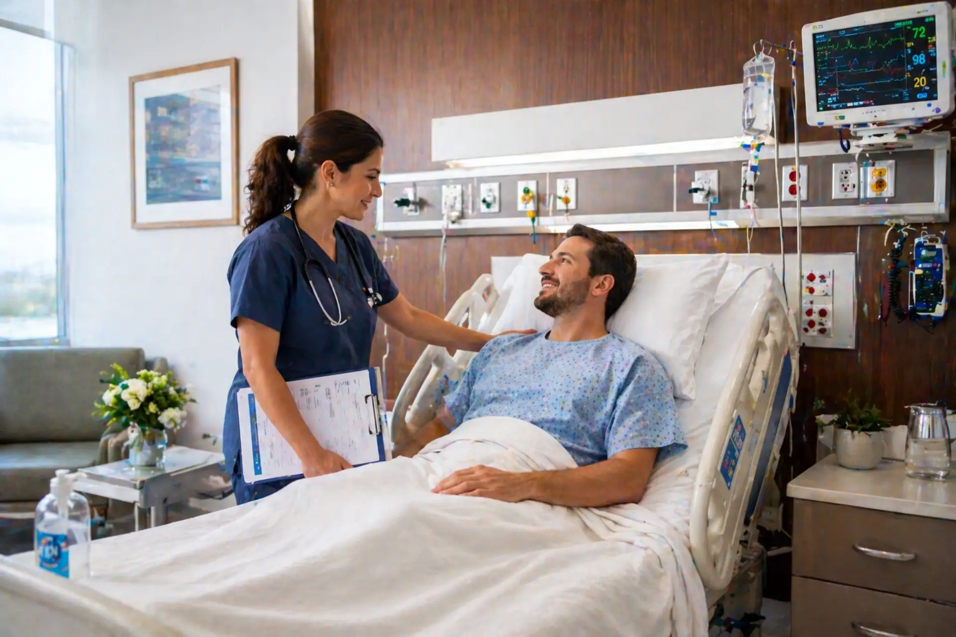 Hospitalization Assistance Plan - Nurse and patient in bed